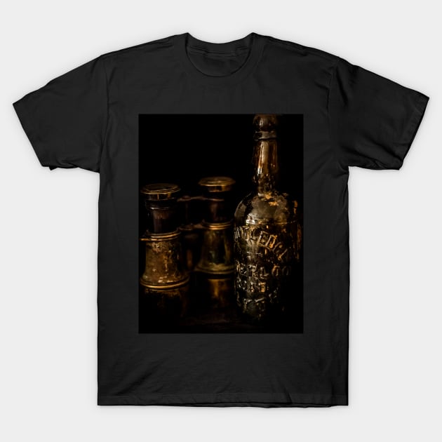 Vintage Binoculars And Beer Bottle T-Shirt by axp7884